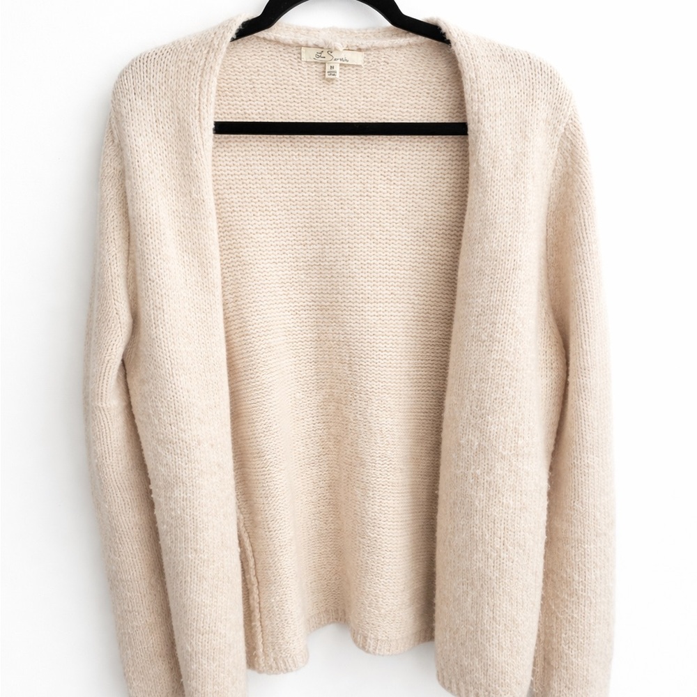 Elegant Cream Open-Front Cardigan